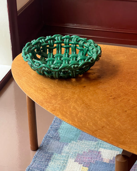 Vintage green ceramic basket