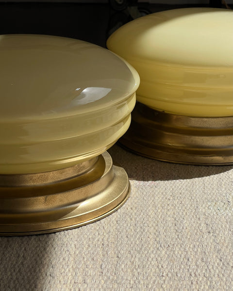 Vintage Murano opal yellow ceiling/wall lamp