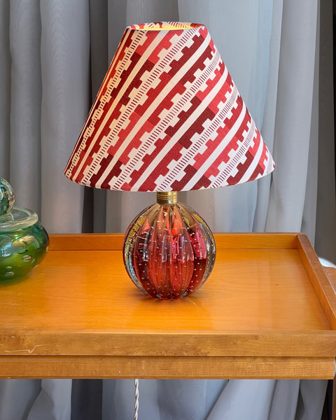 Vintage cranberry Murano table lamp (incl. lampshade)- 2 available