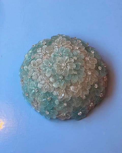 Vintage blue/clear/golden Murano flower ceiling/wall lamp (D34)