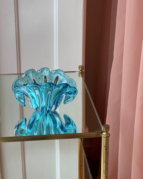 Vintage blue Murano shell bowl