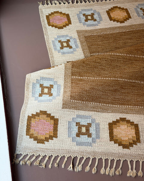 Vintage flat weave rug by Ingegerd Silow (IS)