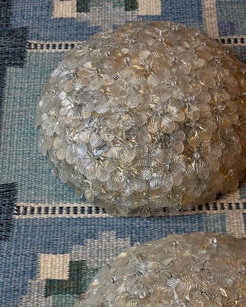 Vintage clear/golden Murano flower ceiling/wall lamp (D44)