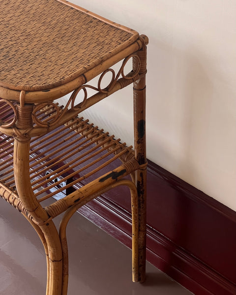 Vintage rattan console table