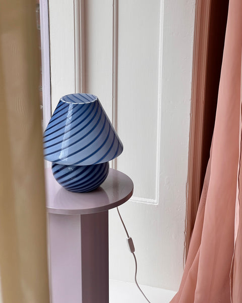 Mushroom table lamp - Dark blue swirl