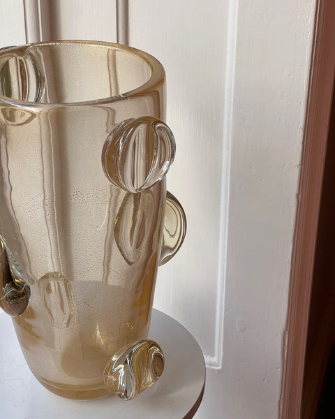 Large vintage golden / clear Murano vase