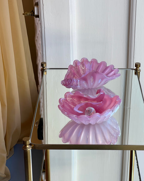 Vintage opal pink Murano shell bowl (1 available)