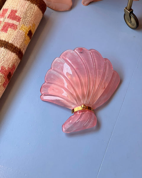 Vintage light pink Murano shell wall lamp