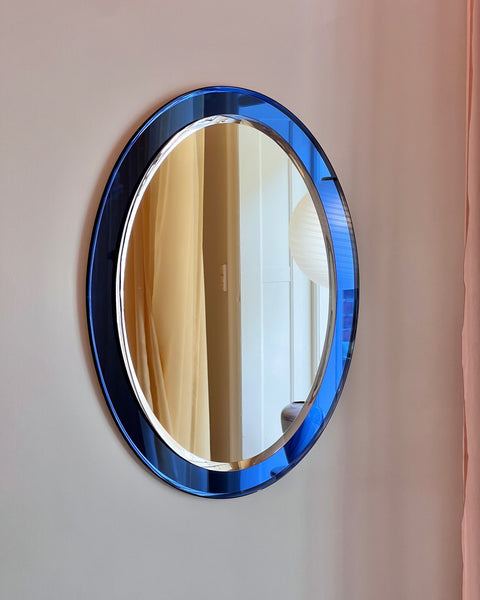 Vintage Italian mirror with blue mirror frame