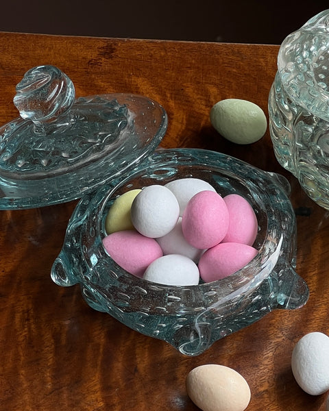Vintage clear / light blue Murano bonbonniere