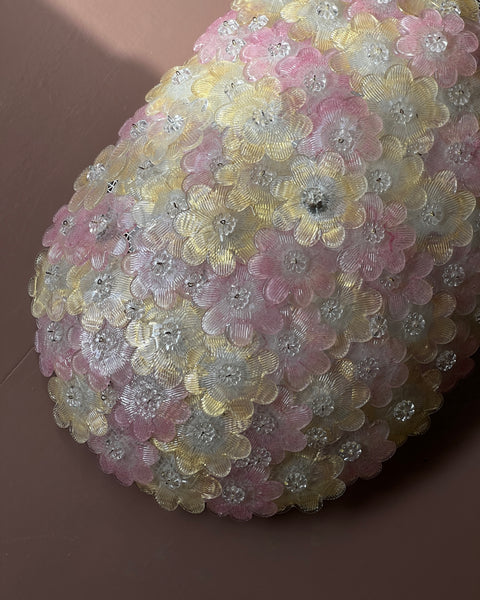 Large vintage pink/clear/golden Murano flower ceiling lamp (W60x39)