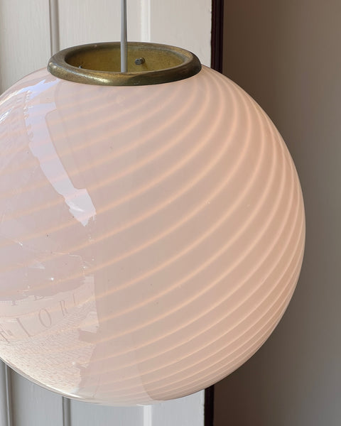Vintage Murano white swirl ceiling lamp (D40)