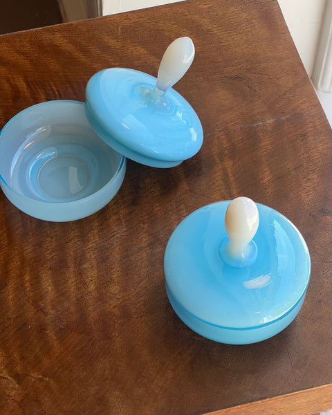 Vintage opal blue Murano bonbonniere