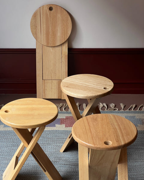 Vintage foldable wooden stool/side table