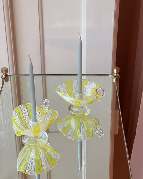 Vintage yellow Murano candle holders (2 available)