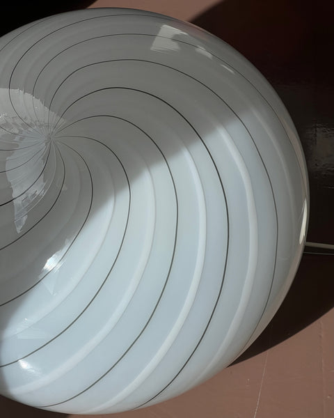 Vintage Murano oval white swirl ceiling lamp (D48)