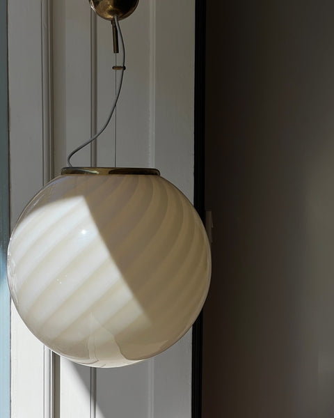 Vintage light yellow/cream swirl Murano ceiling lamp (D40)
