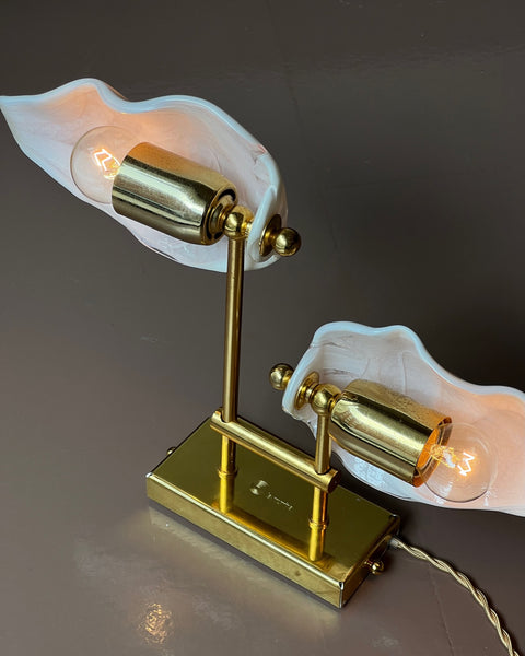 Vintage milky white/pink Murano double wall lamp