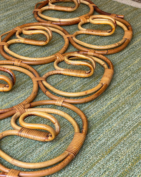 Large vintage rattan coat rack