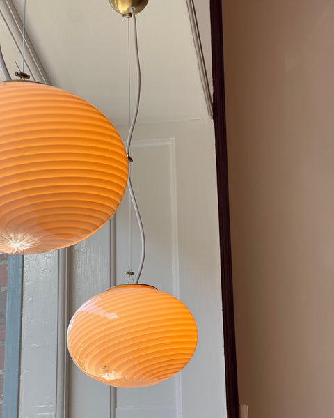 Vintage yellow swirl Murano oval ceiling lamp (D22) (2 available)