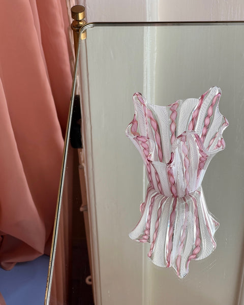 Vintage pink/golden/white Murano latticino handkerchief bowl