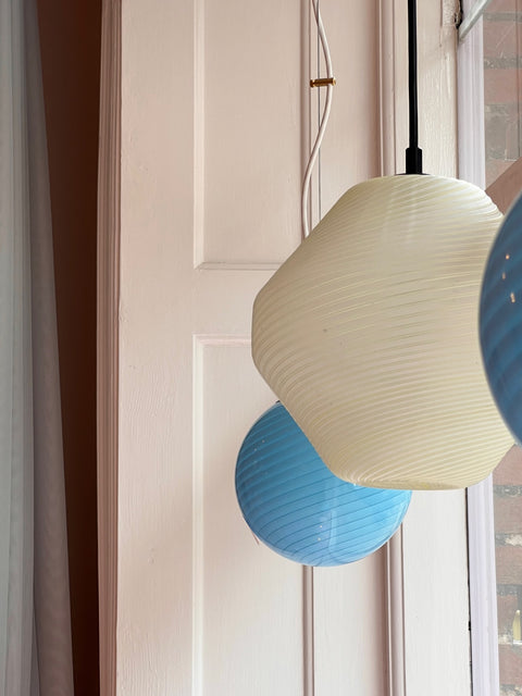 Vintage light yellow swirl Murano ceiling lamp