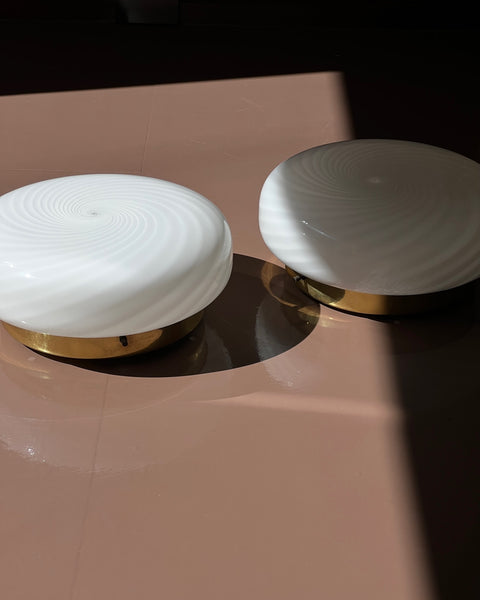 Vintage Murano white swirl ceiling/wall lamp (D30)