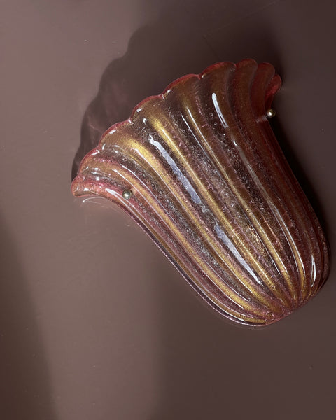 Vintage pink / golden Murano wall lamp