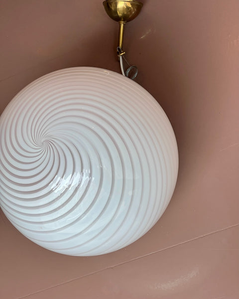Vintage Murano light pink swirl ceiling lamp (D40)