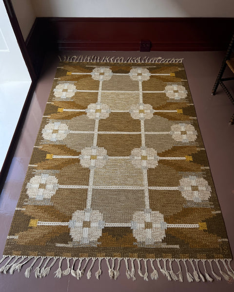 Vintage flat weave rug by Ingegerd Silow (IS)