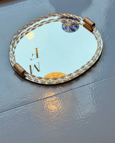 Vintage Italian mirror with twisted clear/golden glass frame