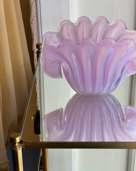 Vintage opal pink Murano shell bowl