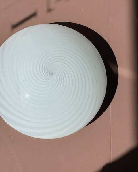 Vintage Murano white swirl ceiling/wall lamp (D38)