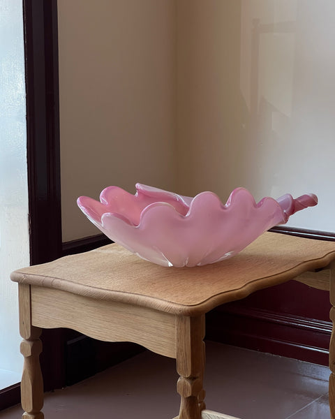 Large vintage opal pink Murano shell bowl