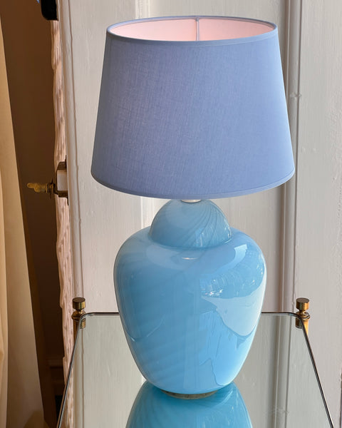 Vintage light blue swirl Murano table lamp (Medium) (with shade)