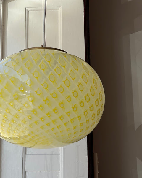 Vintage oval yellow dotted Murano ceiling lamp (D35)