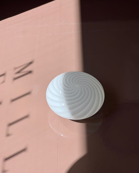 Vintage Murano white swirl ceiling/wall lamp (D25)