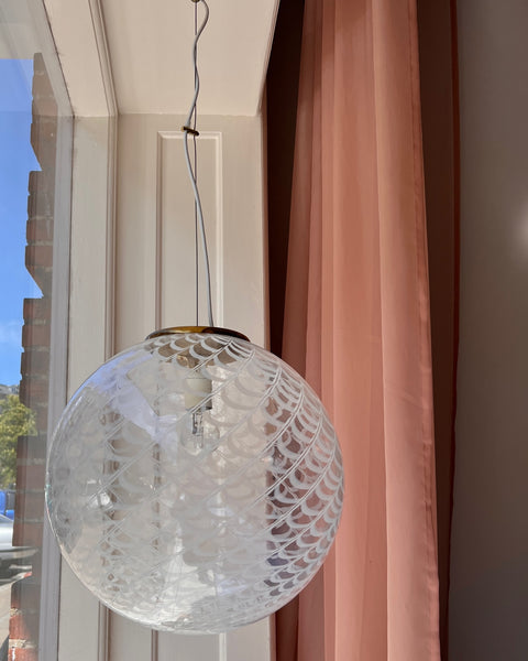 Vintage white clear Murano ceiling lamp (D40)