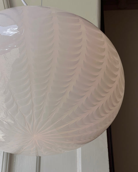 Vintage Murano white vertical pattern oval ceiling lamp (D40)