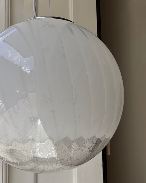 Vintage white clear Murano ceiling lamp (D40)