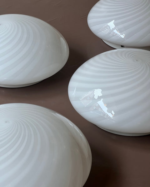 Vintage Murano white swirl ceiling/wall lamp (D30) (2 available)