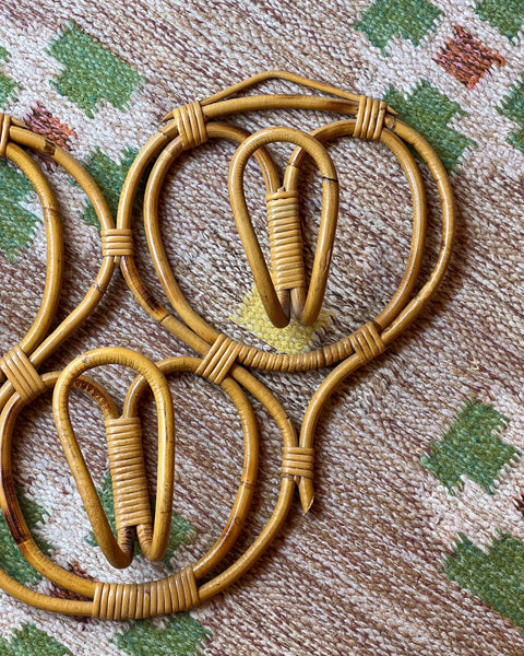 Vintage rattan coat rack