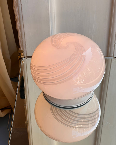 Vintage white round Murano table lamp