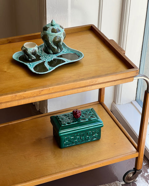 Vintage green ceramic bonbonniere