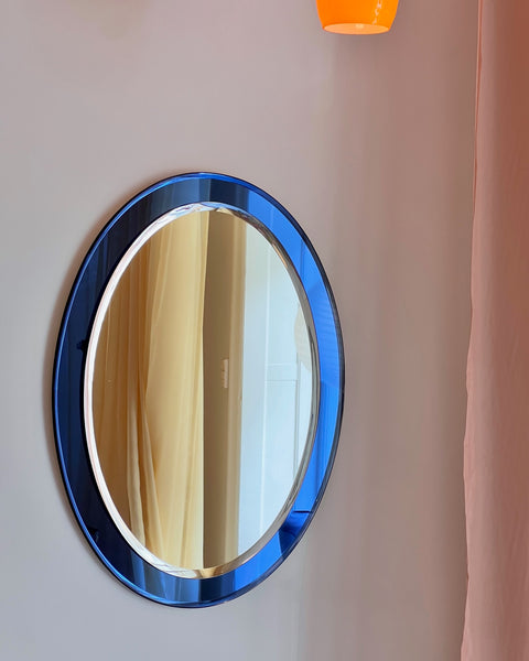 Vintage Italian mirror with blue mirror frame