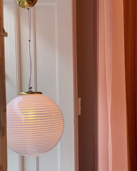 Vintage Murano light blue swirl ceiling lamp (D35)