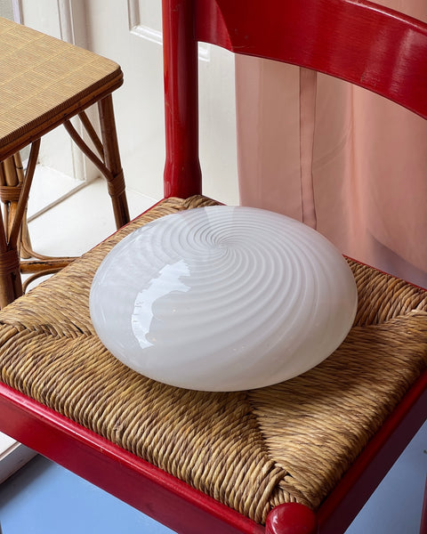 Vintage Murano white swirl ceiling/wall lamp (D30)