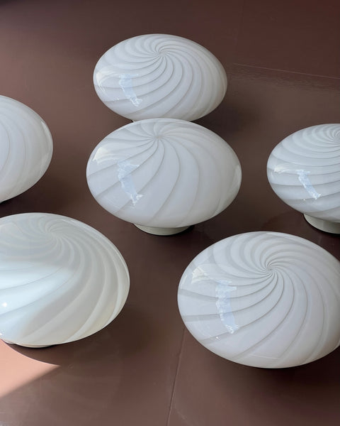 Vintage Murano white swirl ceiling/wall lamp (D24) (5 available)