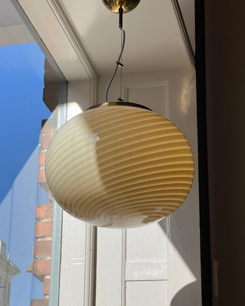 Vintage oval yellow swirl Murano ceiling lamp (D40)