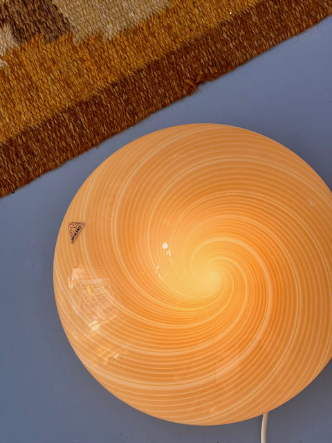Vintage Murano cream/white swirl ceiling/wall lamp (D30)